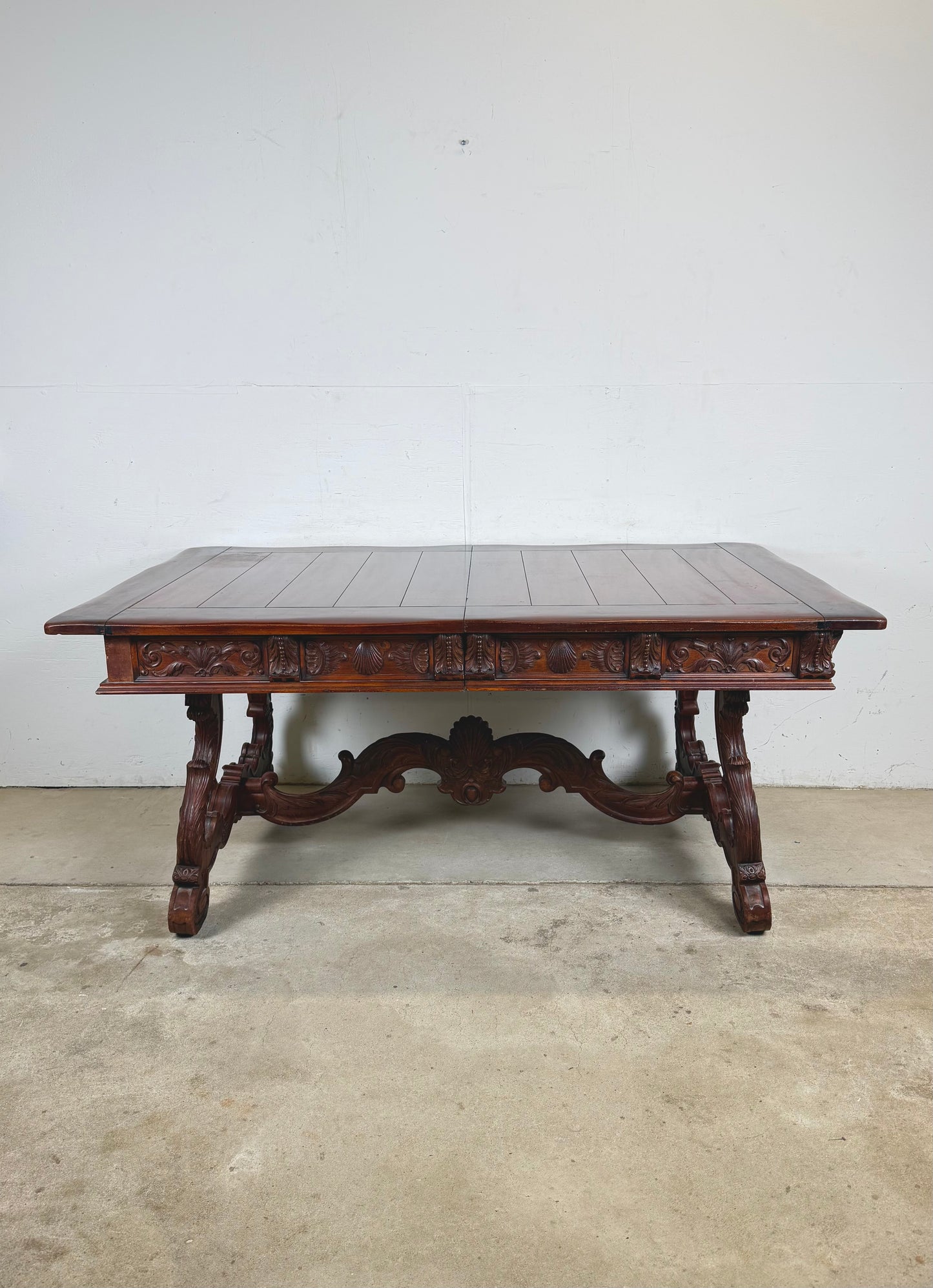 Spanish Revival Carved Extension Dining Table by Berkey & Gay