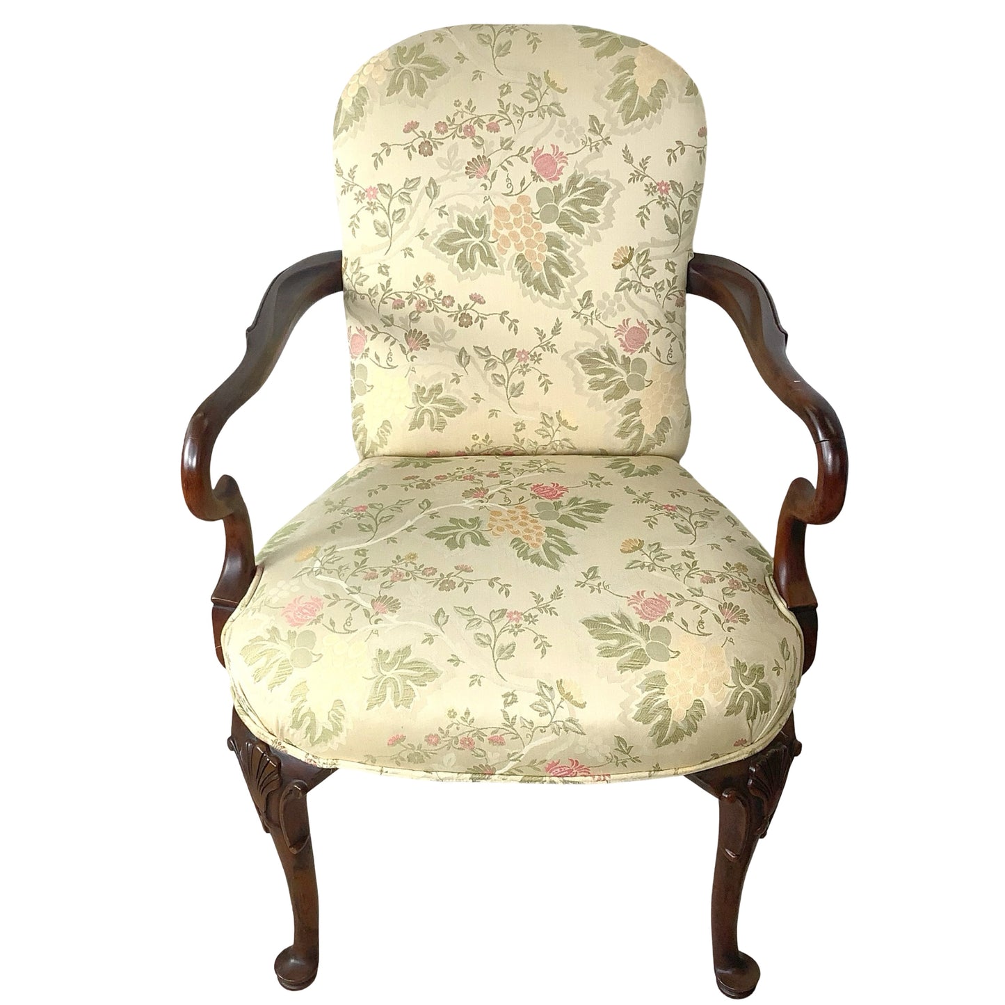 Vintage Pair of Georgian Revival Armchairs | Floral Upholstery | Set of 2