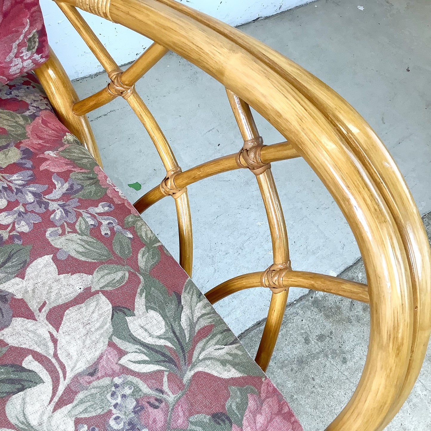 Vintage Architectural Boho Modern Rattan Sofa