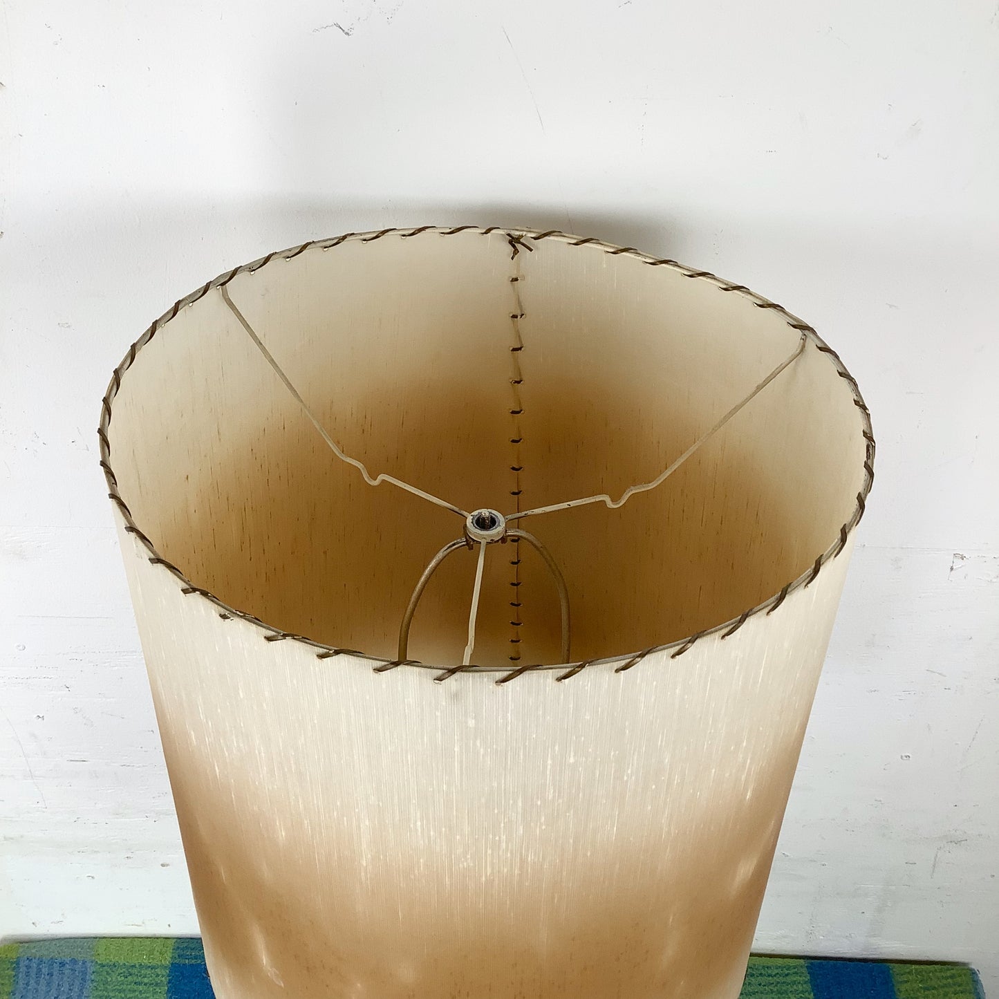 Vintage Architectural Table Lamp with Wrapped Column and Clear Lucite Base