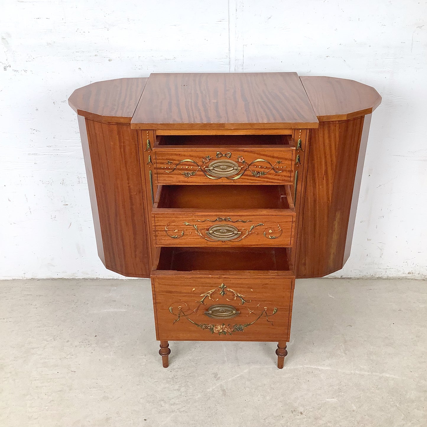 American Adam Revival Satinwood Martha Washington Sewing Cabinet | Aimone Mfg. Co., New York | circa 1900–1919