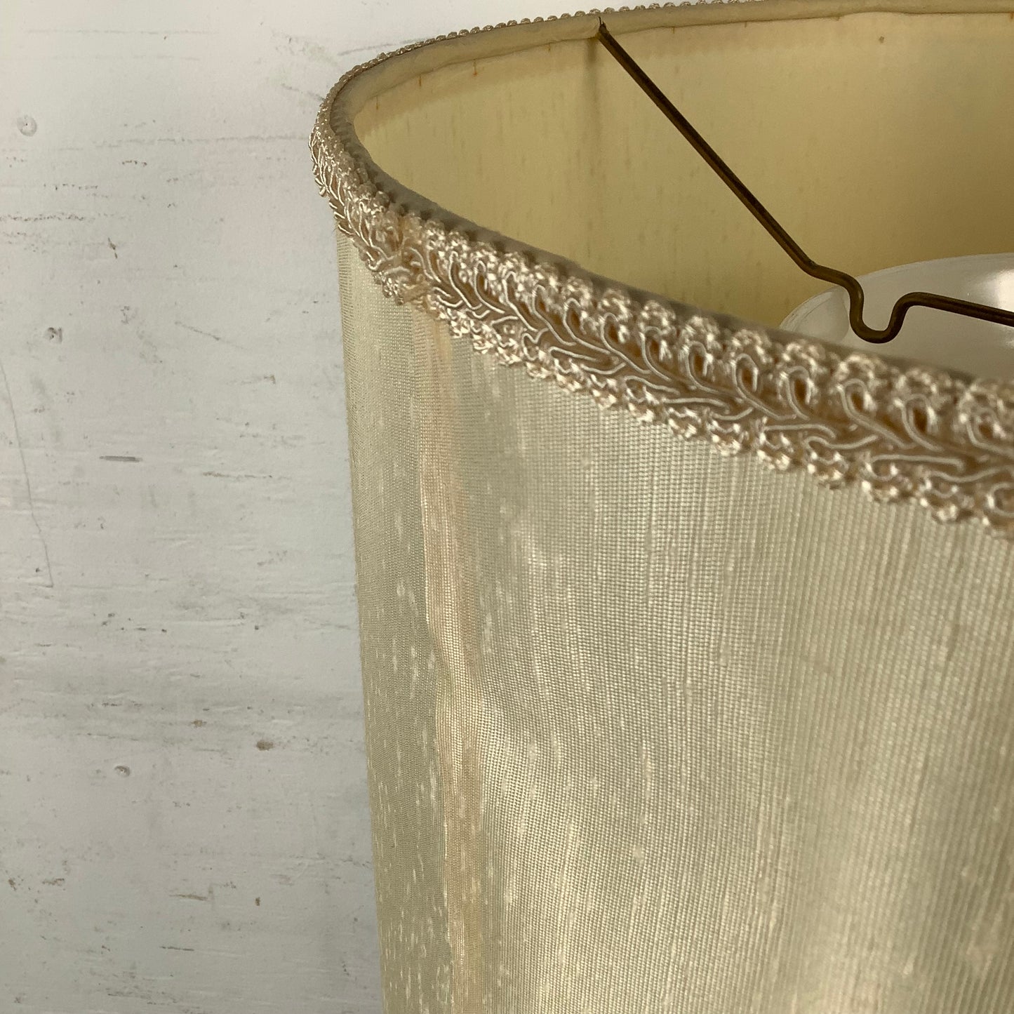 Vintage Mid Century Modern Walnut and Brass Table Lamp with Large Drum Shade