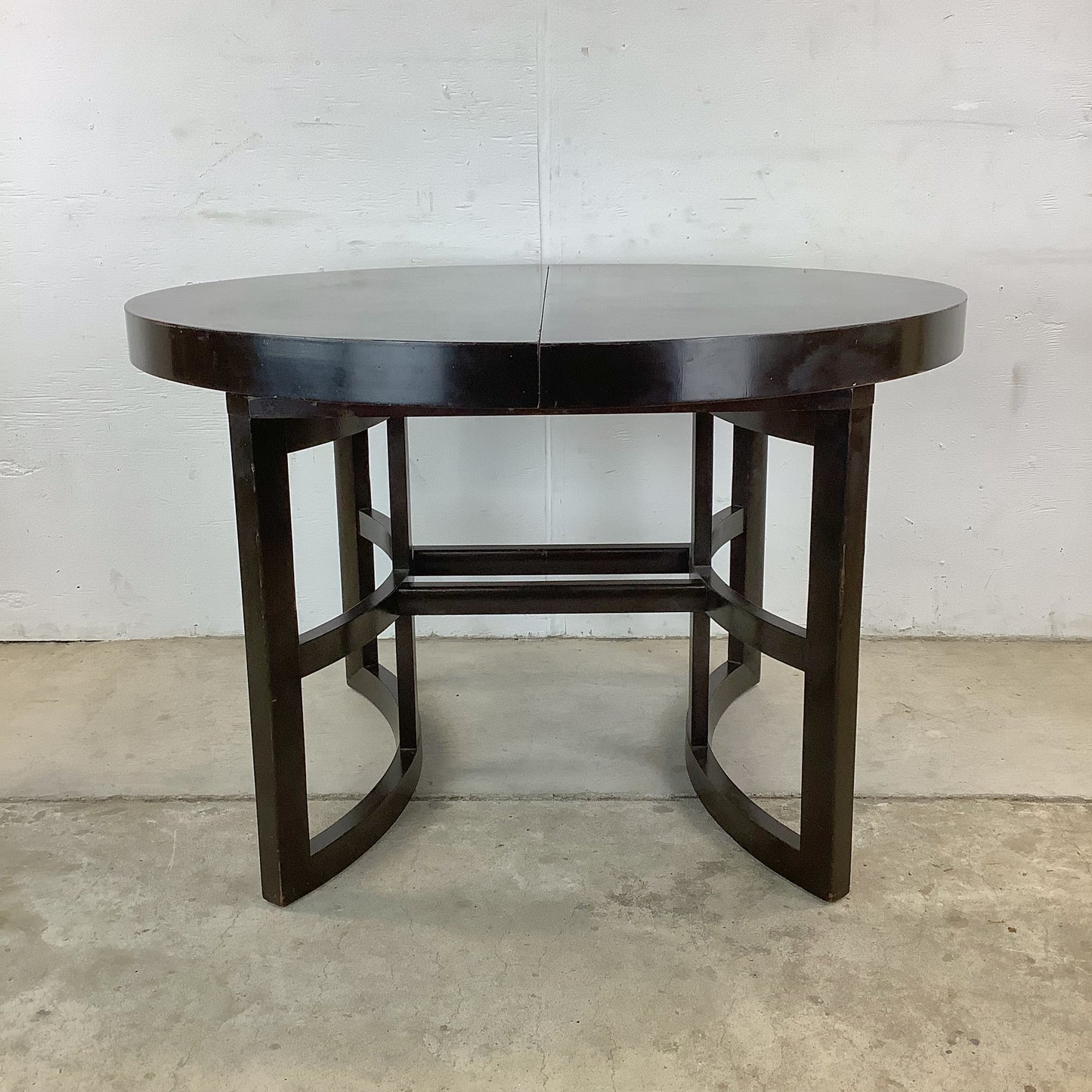 Ebonized Mahogany Round Extension Dining Table — Attributed to Paul T. Frankl