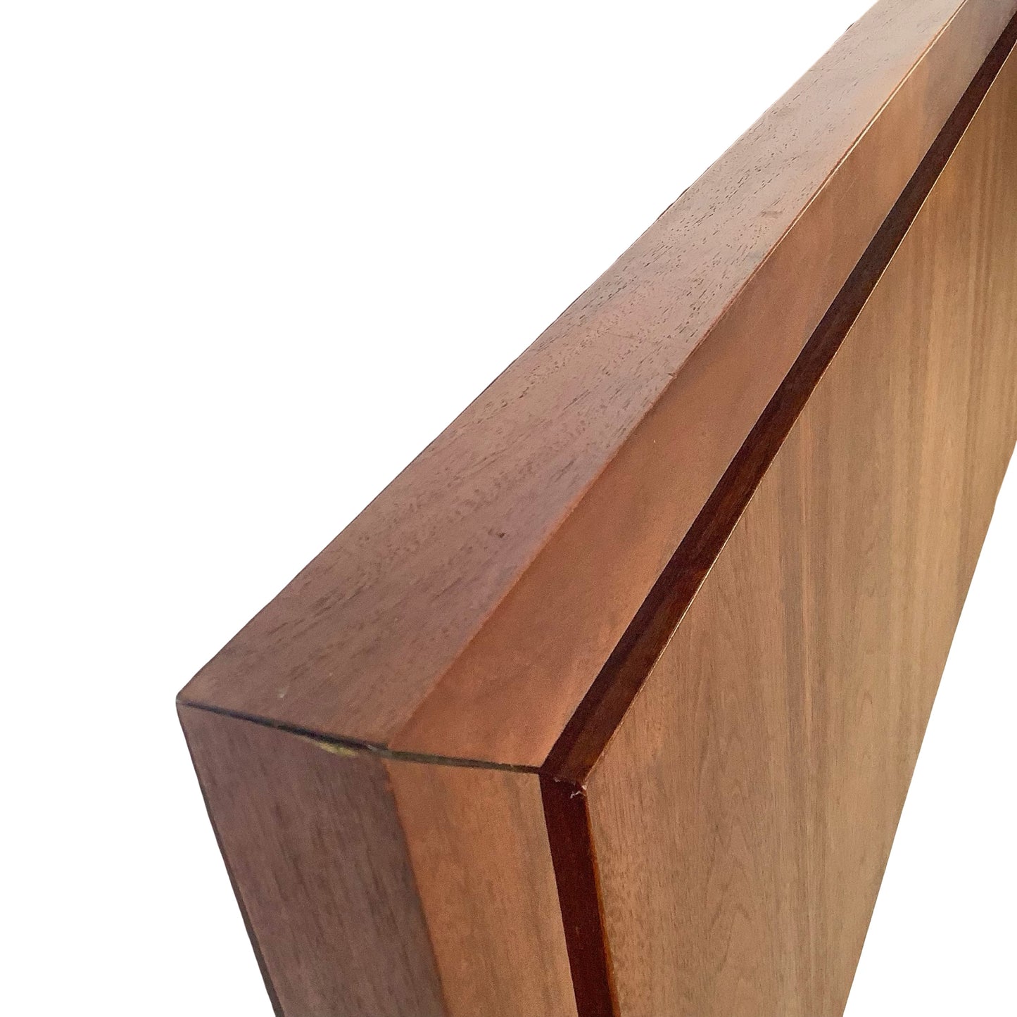 Mid-Century Modern Dillingham Walnut Headboard with Polished Chrome Accent Inlay
