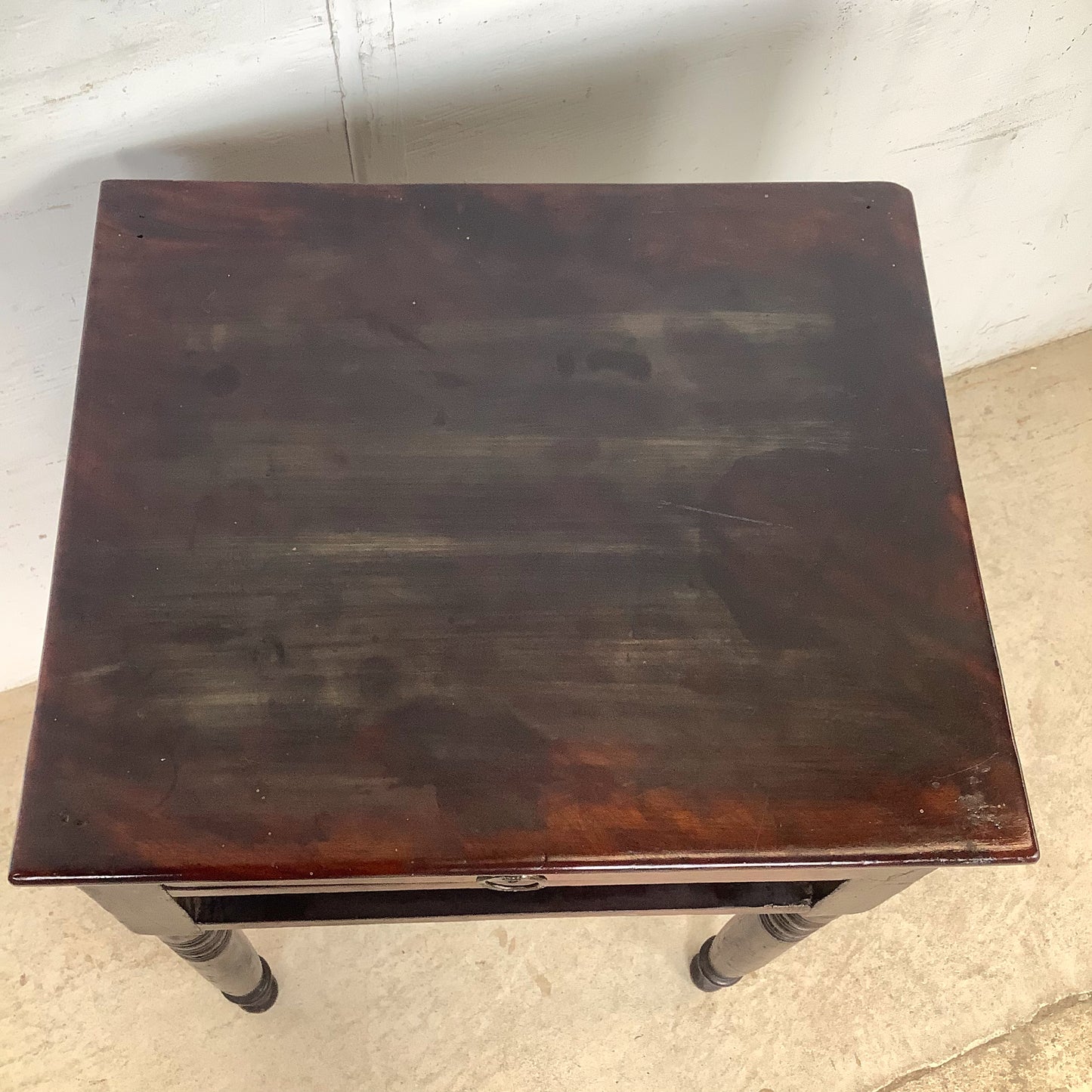 Antique American Federal Mahogany Two-Drawer Stand | Ring-Turned Legs
