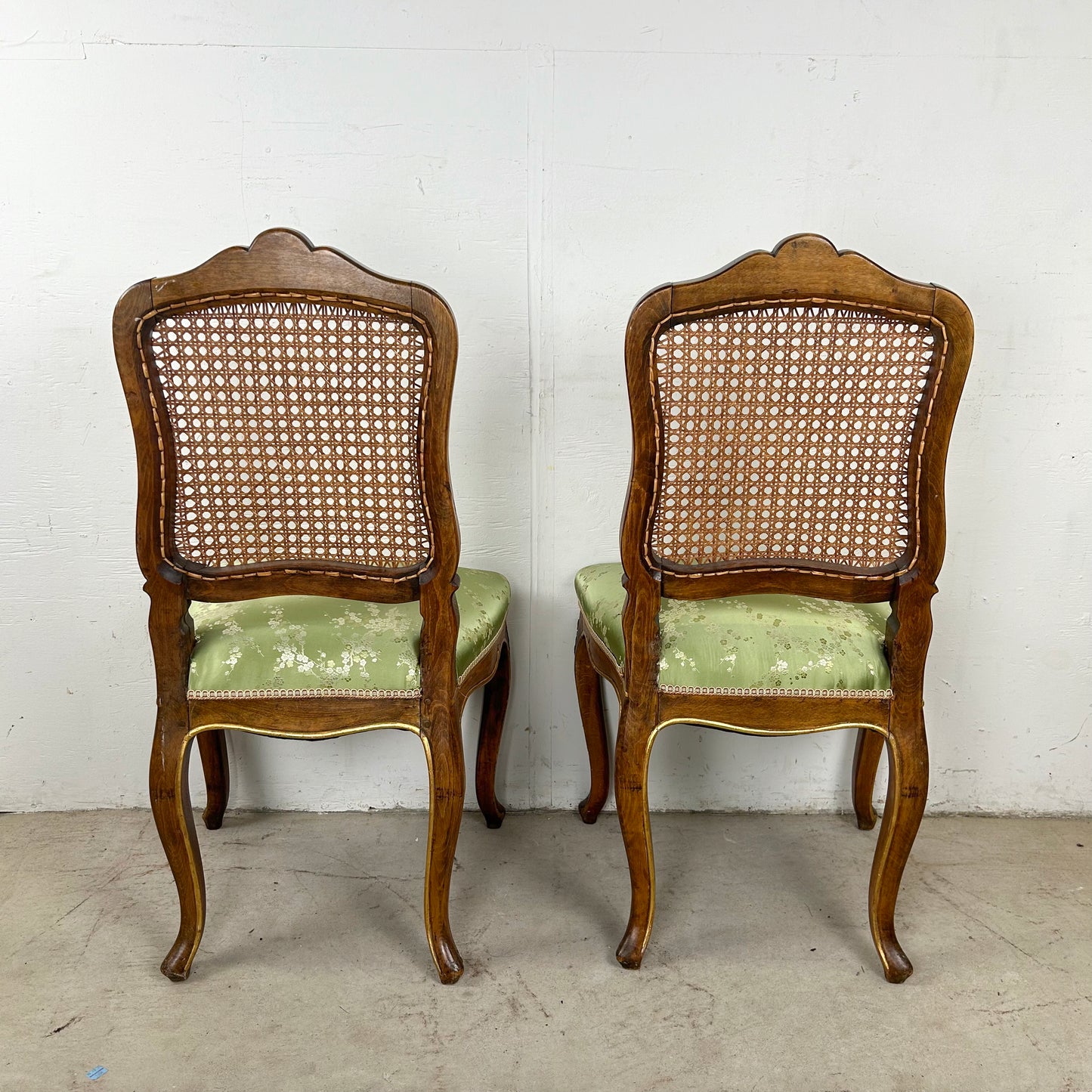 Pair Louis XV Style Side Chairs with Cane Backs