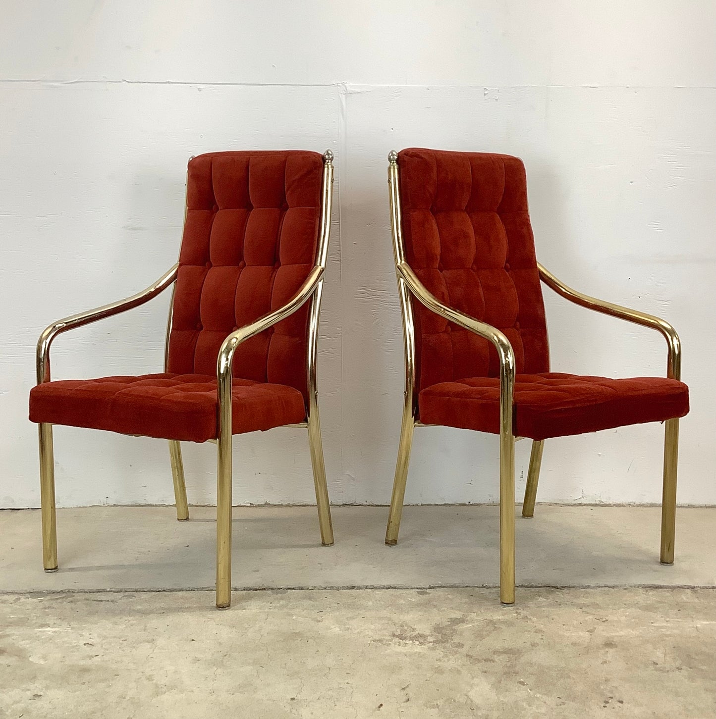 Vintage Modern Highback Red Dining Chairs by Chromcraft- Set of Six