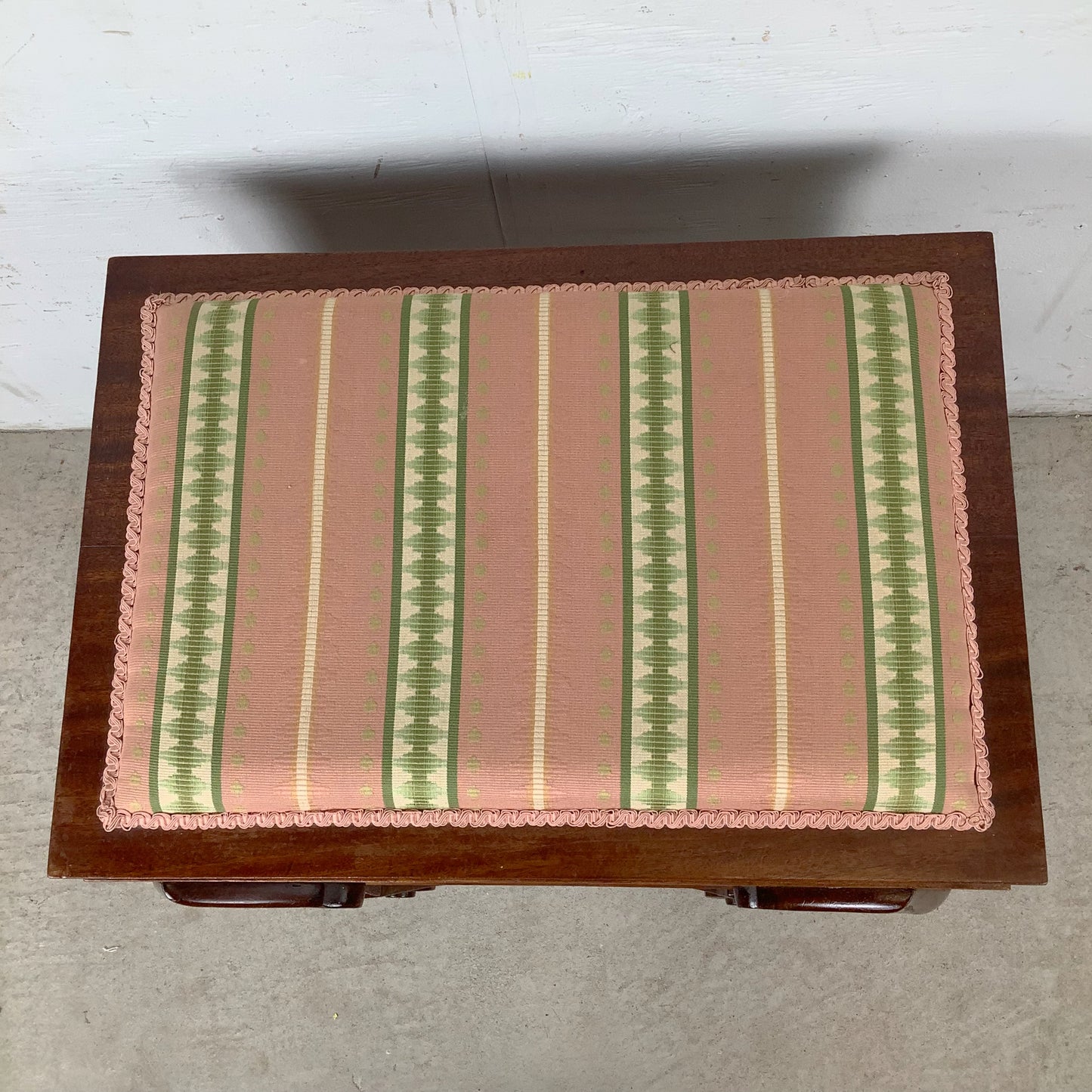 Neoclassical Revival Stool with Storage and Upholstered Top