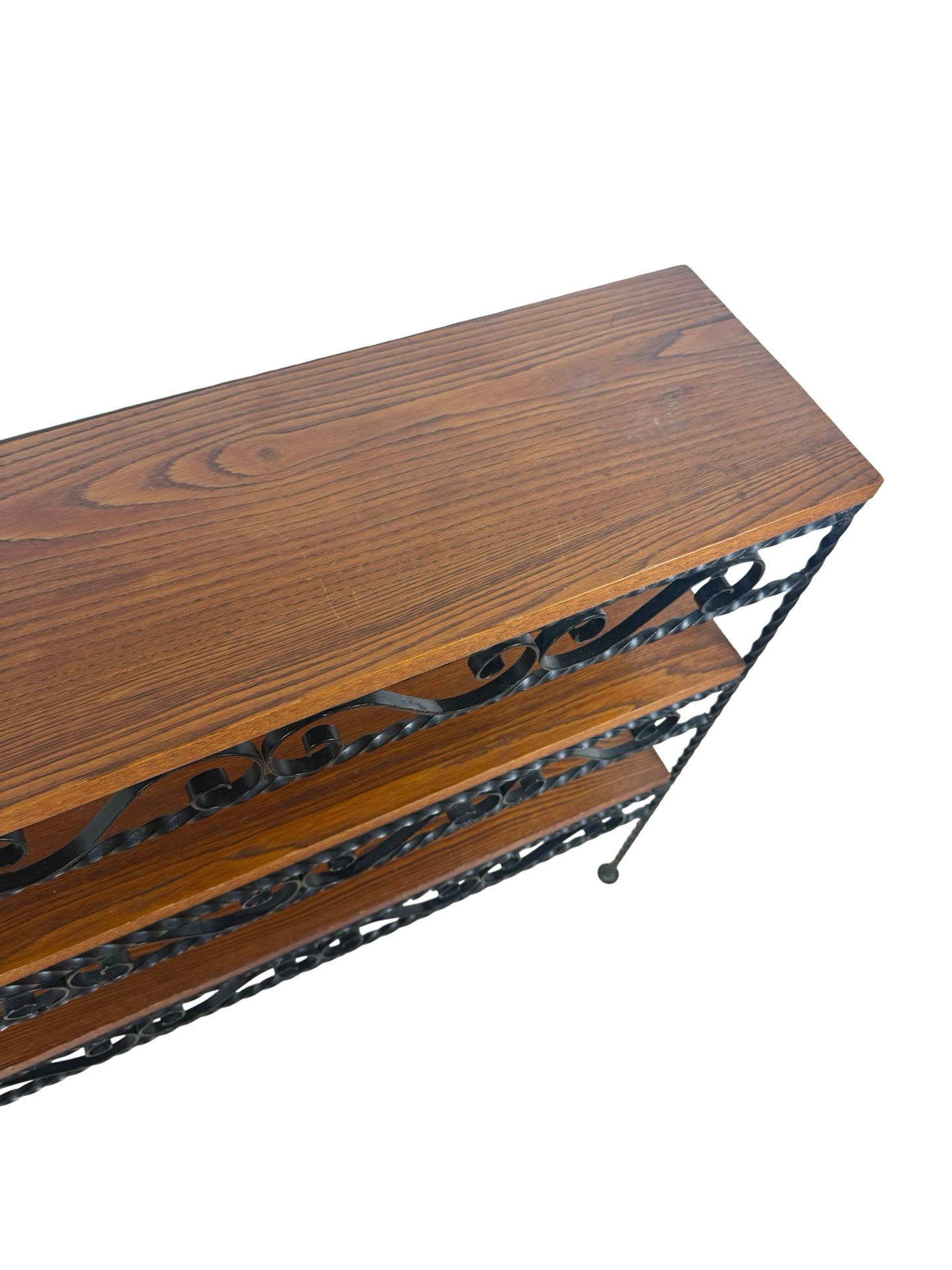 Vintage Handmade Wrought Iron Scroll Shelf — Spanish Revival Style