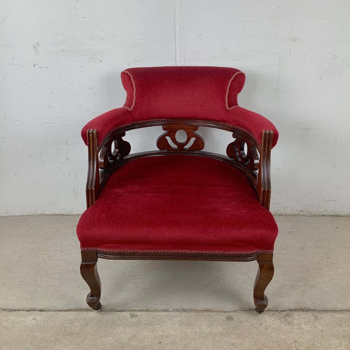 Empire Revival Upholstered Armchair in Red Velvet