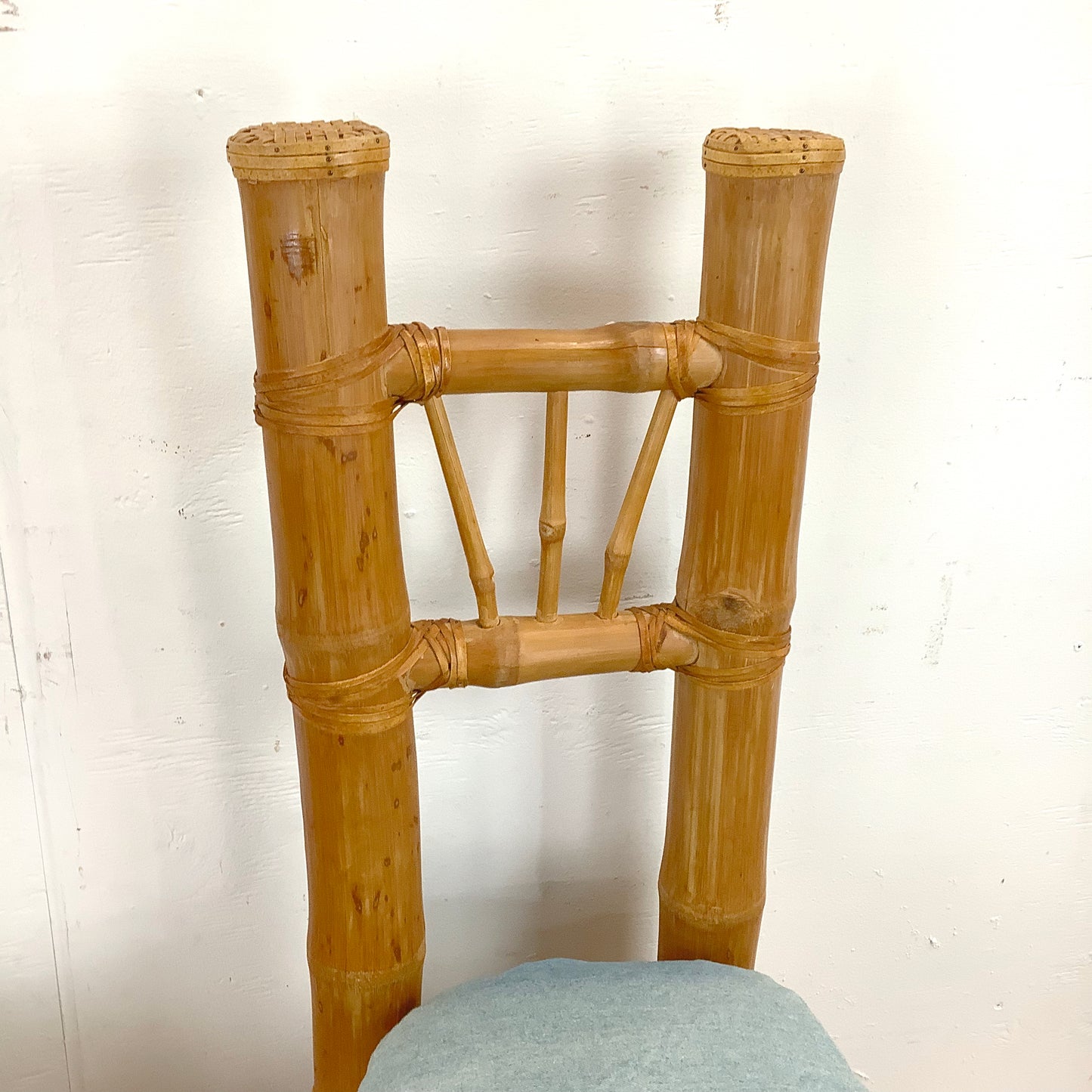 Pair Tall Boho Modern Bamboo Chairs