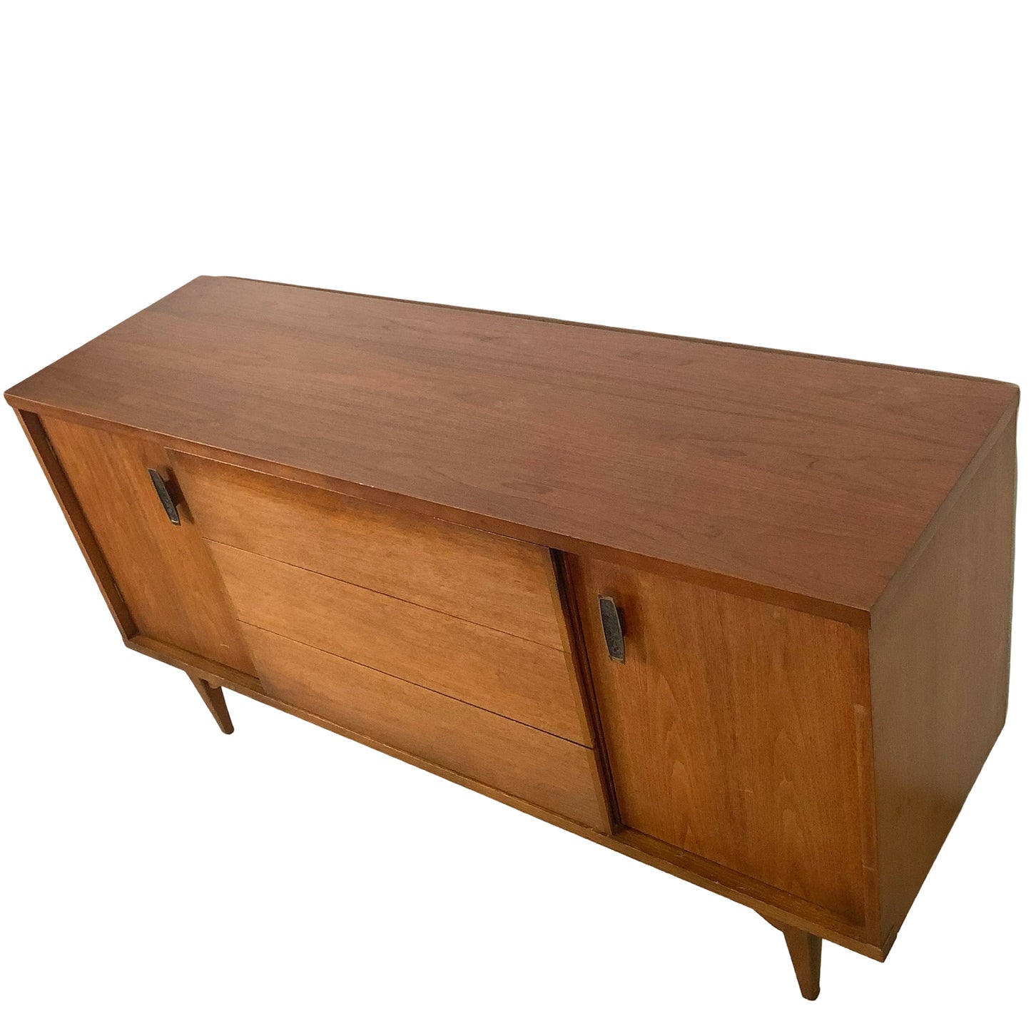 Mid-Century Walnut Sideboard Credenza Cabinet