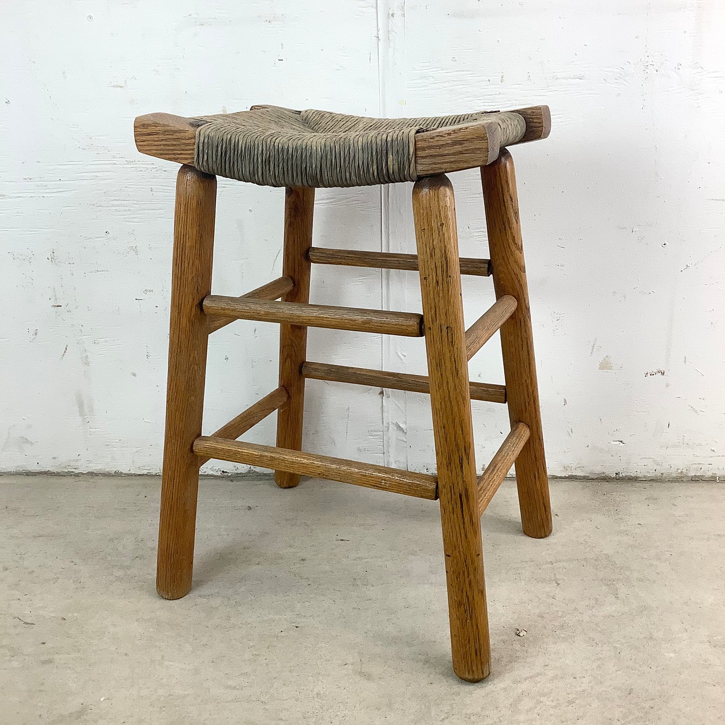 Vintage Rope Seat Counter Stool