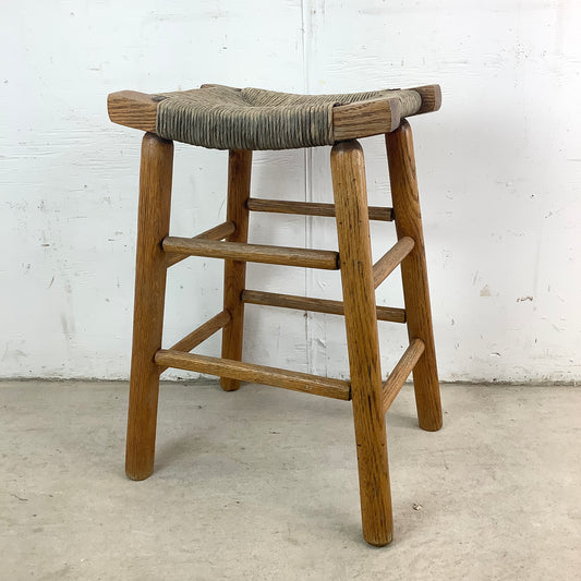 Vintage Rope Seat Counter Stool