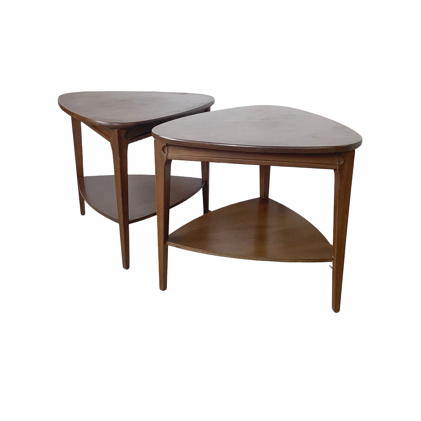 Pair of Two-Tier Triangular End Tables | Mid-Century Modern