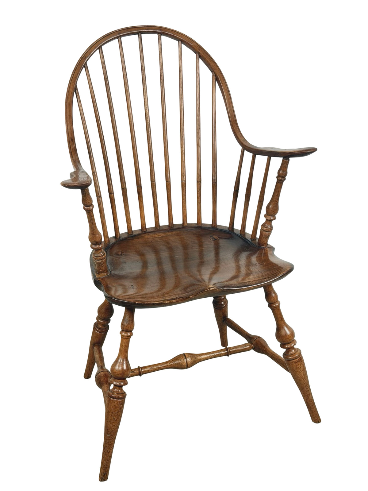 Antique Continuous-Arm Windsor Spindle-Back Wooden Chair