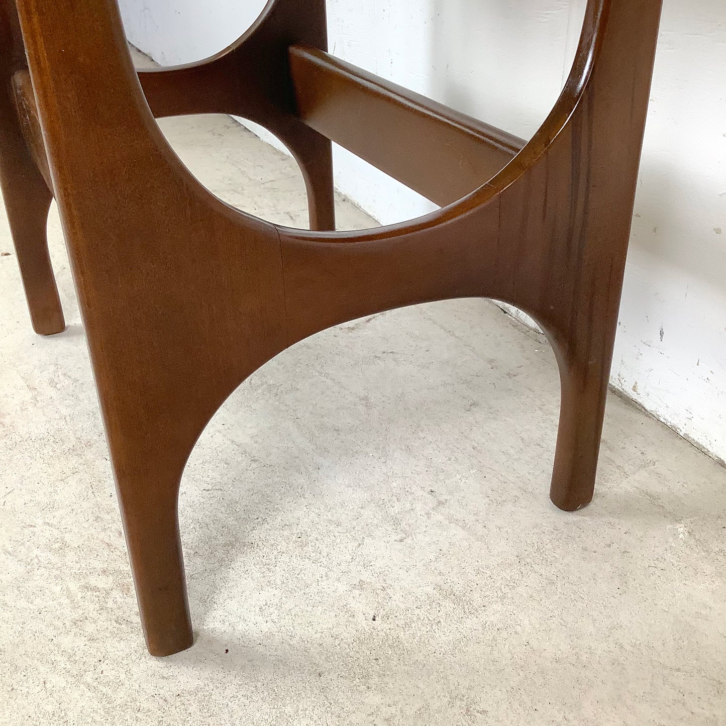 Mid-Century Organic Modern End Table With Stone Top