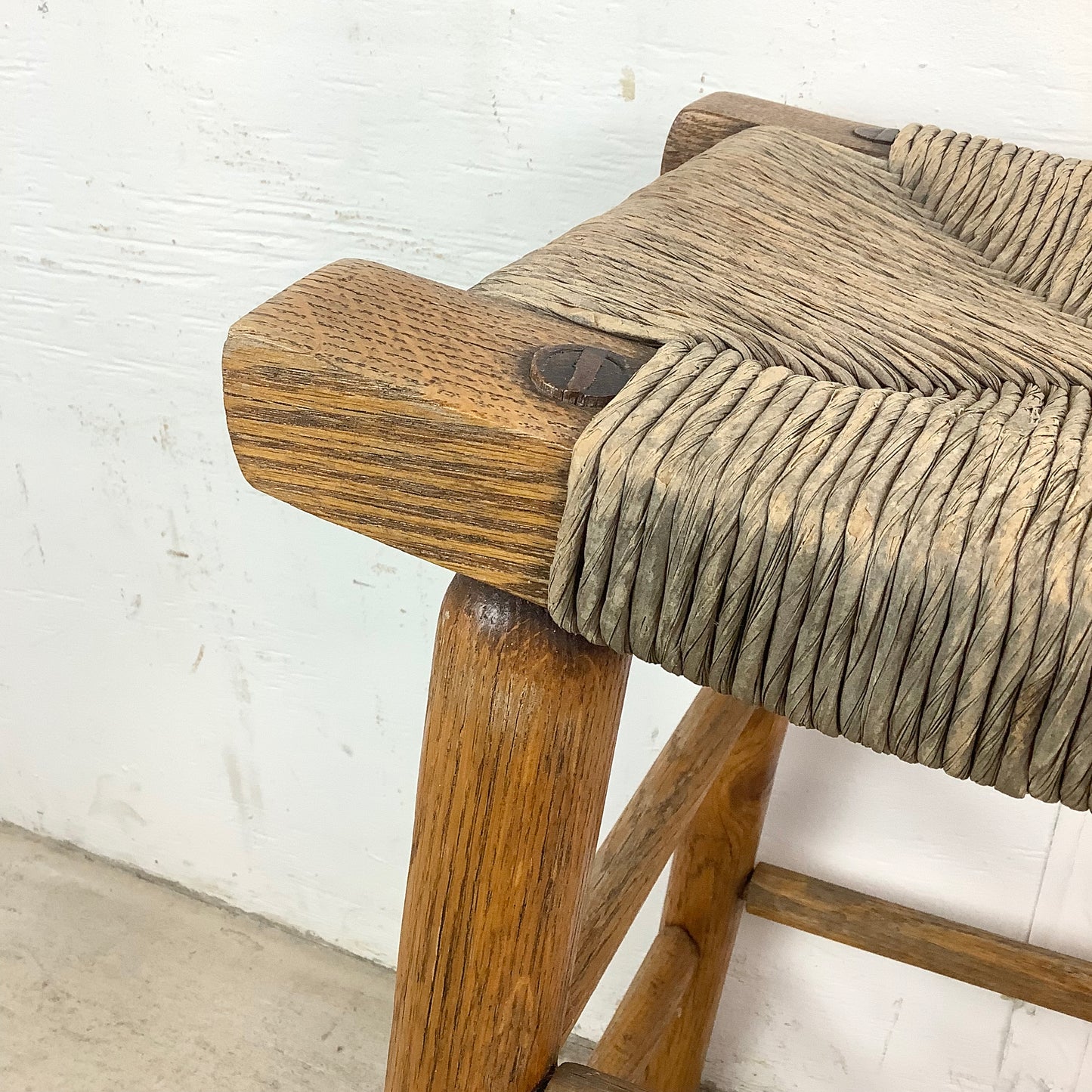 Vintage Rope Seat Counter Stool