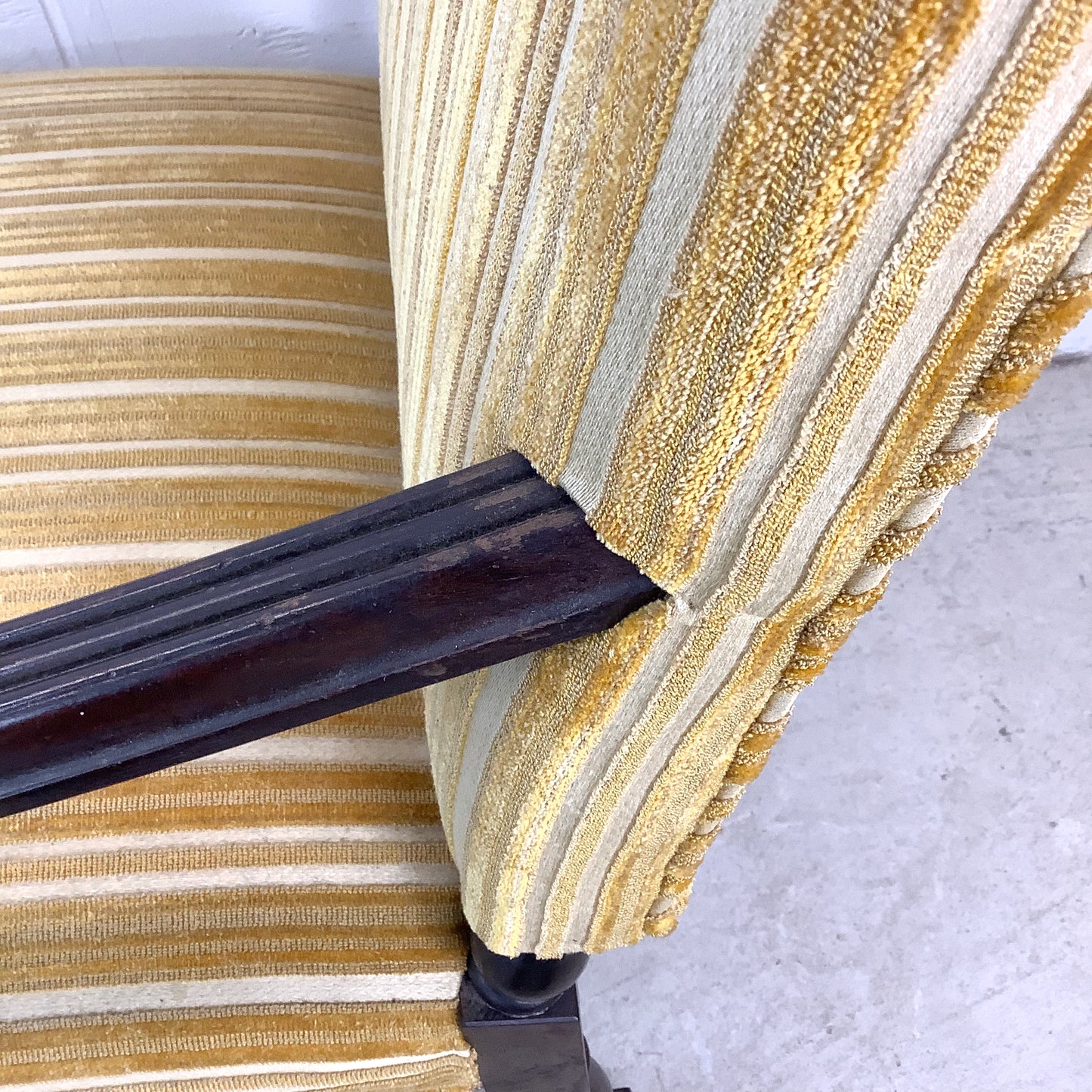 Grand Louis XIV-Style Throne Chair with Striped Fabric