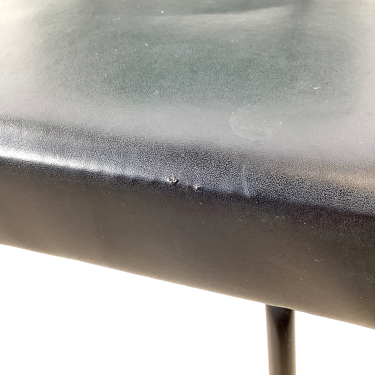 Vintage Mid-Century Modern Iron Rod Side Chair | Forest Green Tweed Back | Black Vinyl Seat | Paul McCobb / Arbuck Manner | c. 1950s