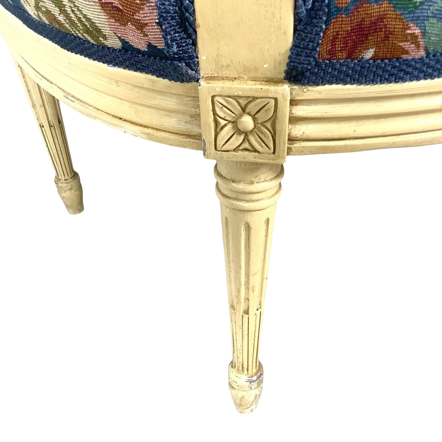 Vintage Louis XVI Style Painted Fauteuil | French Provincial Armchair  This painted fauteuil captures the timeless elegance of