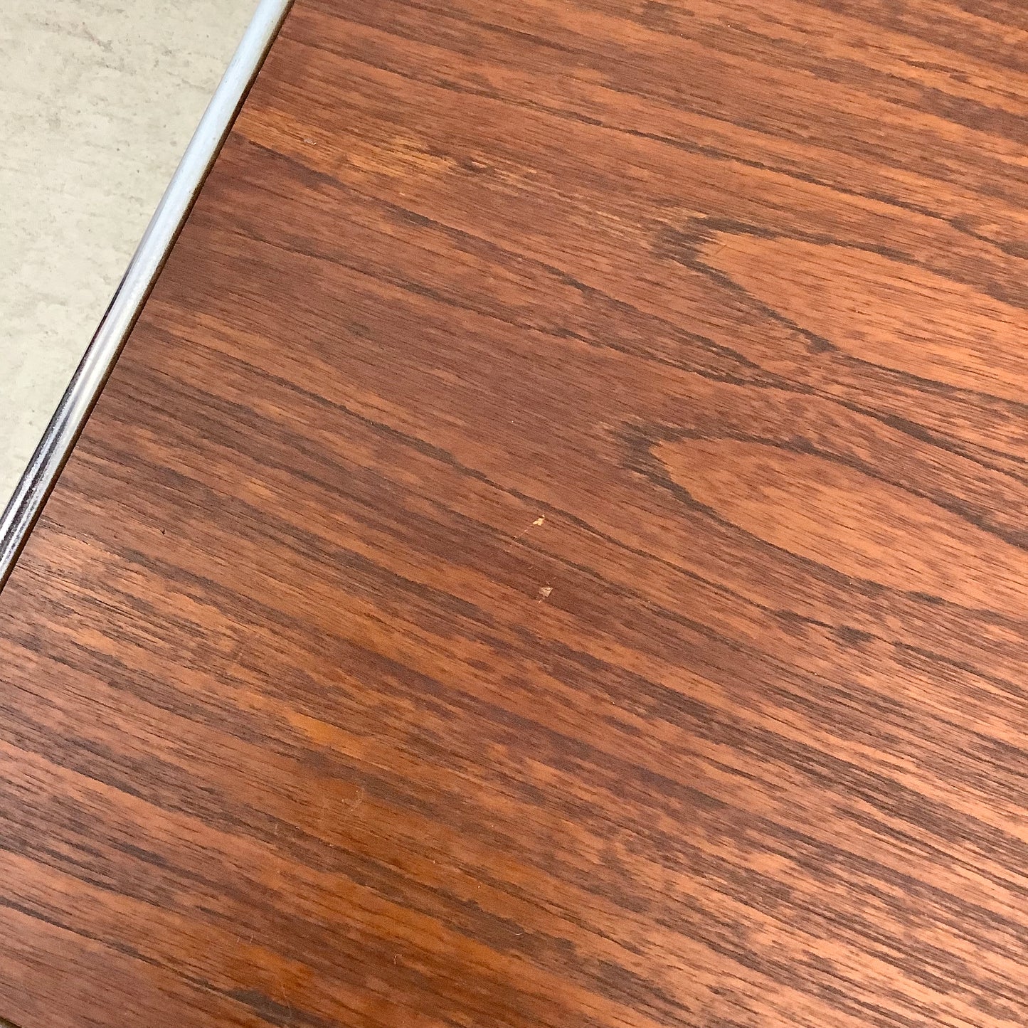 Vintage Chrome Cube Frame Table With Walnut Top