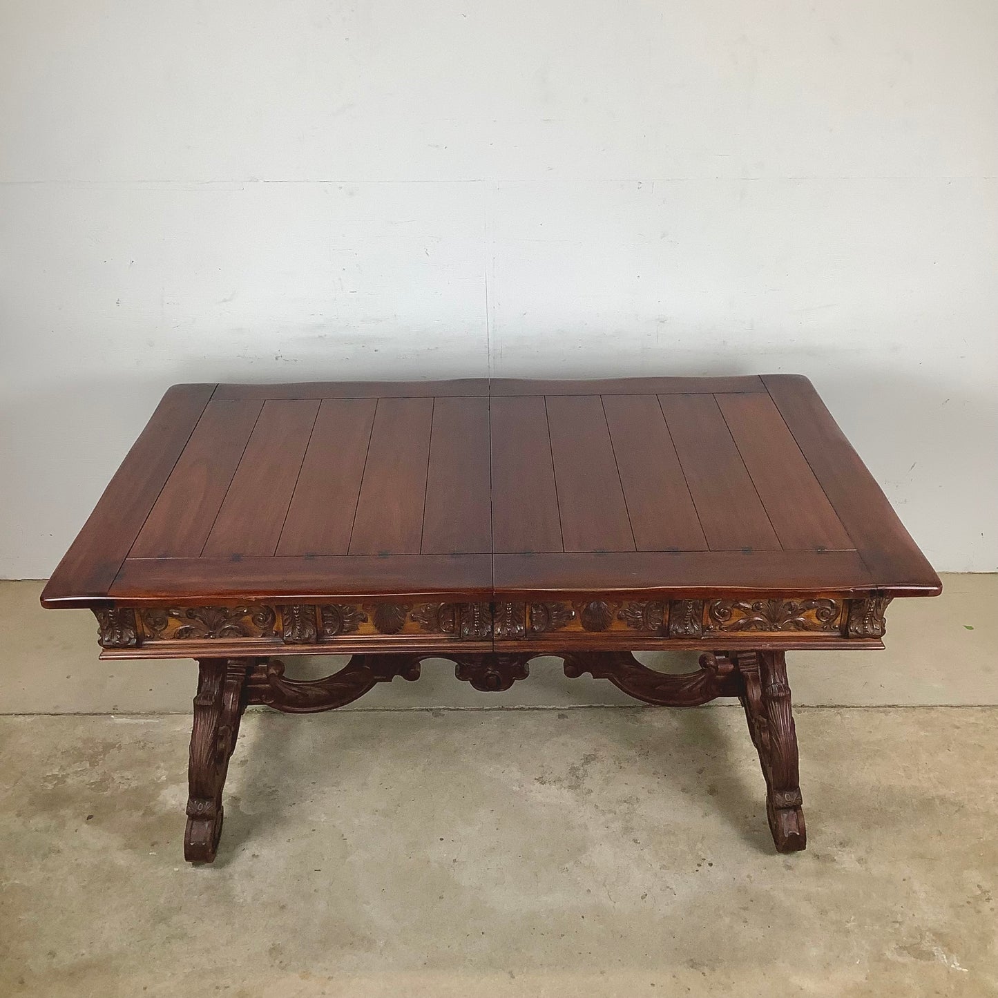 Spanish Revival Carved Extension Dining Table by Berkey & Gay