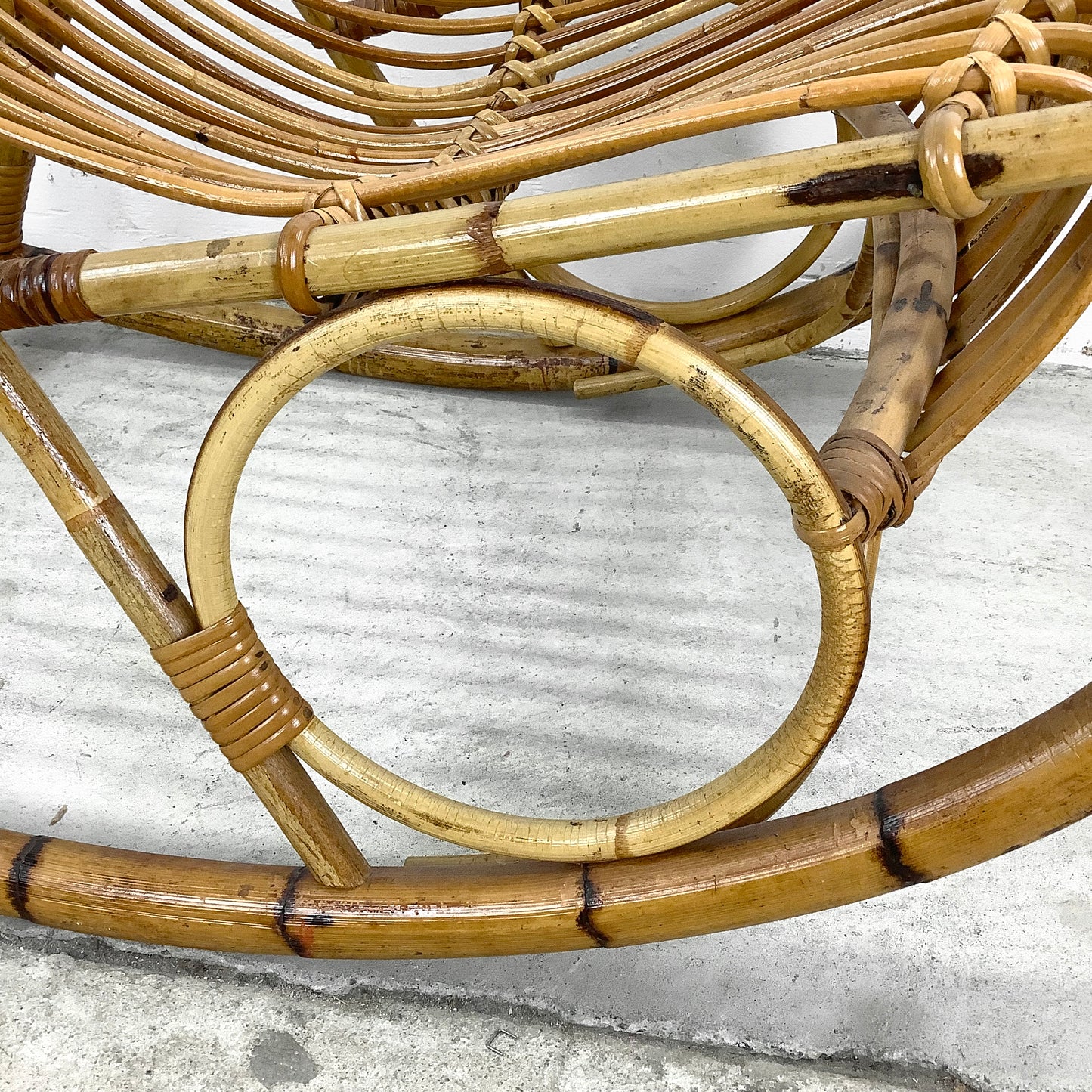 Vintage Rattan Rocking Chair after Franco Albini