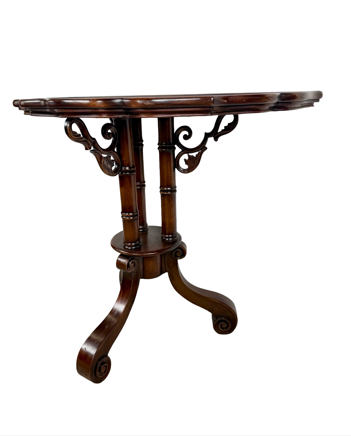 Vintage Southampton Demilune Wall Console Table Cane Glass Top