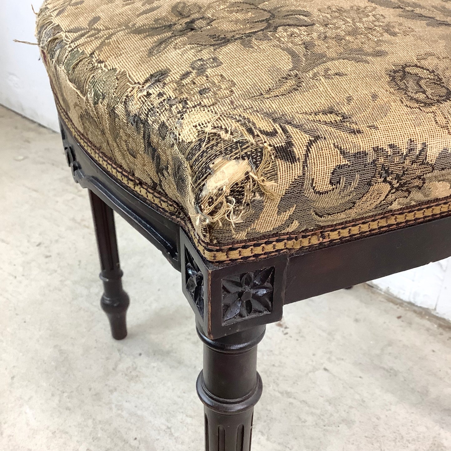 Graceful Napoleon III Style Side Chair with Floral Upholstery