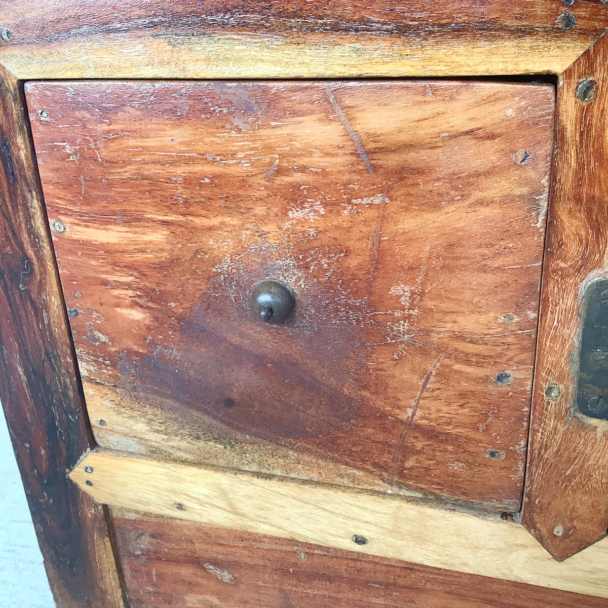 Antique Chinese Provincial Elmwood Cabinet | Iron Circular Lockplate | 19th to Early 20th Century
