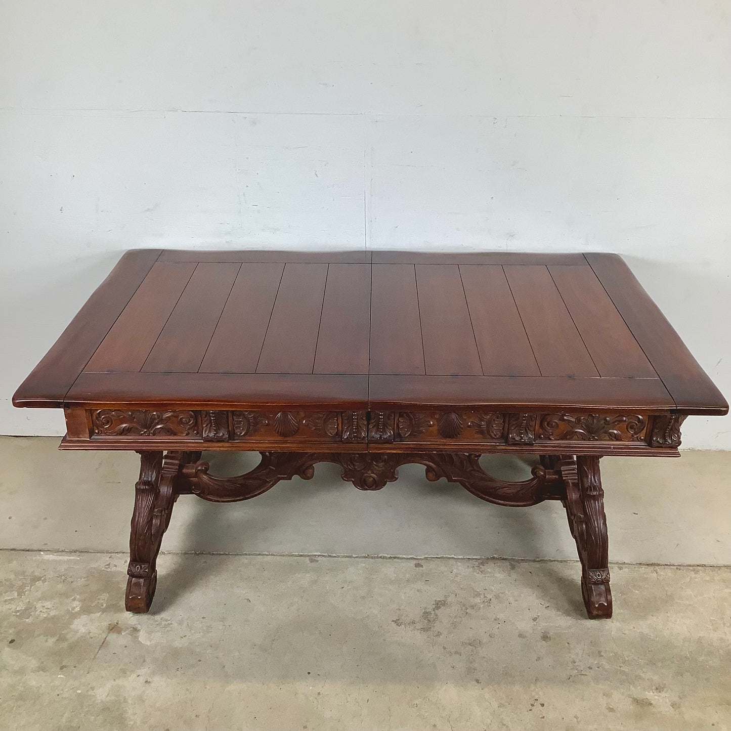 Spanish Revival Carved Extension Dining Table by Berkey & Gay