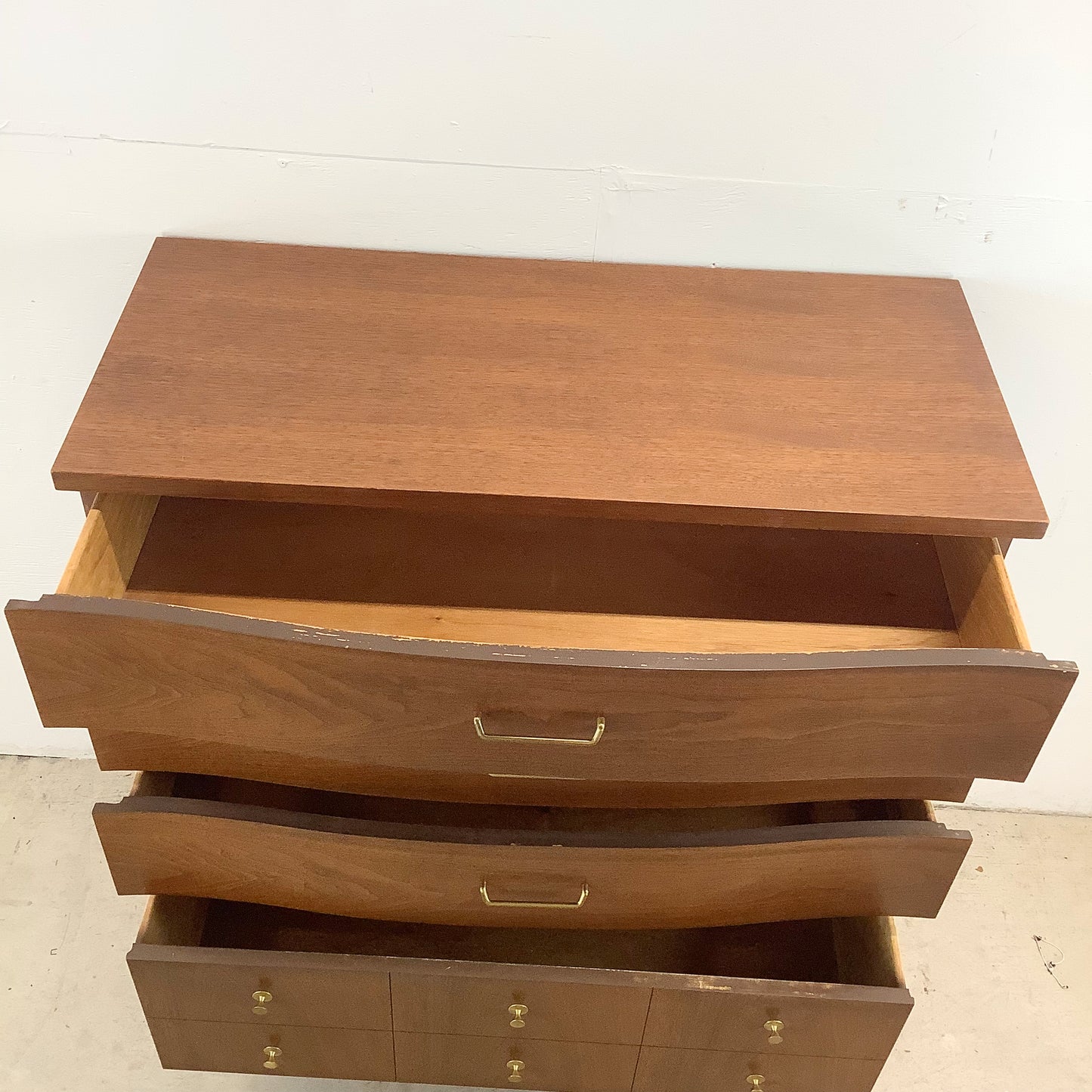 Mid-Century Walnut Highboy Dresser by Bassett Furniture