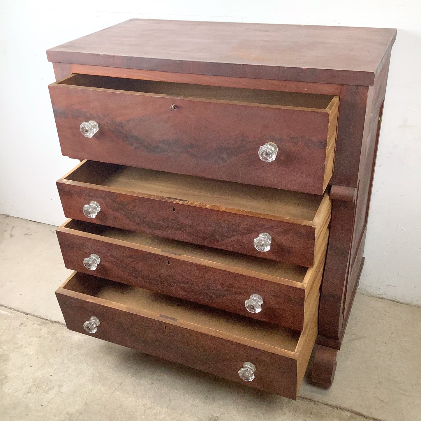 19th Century American Empire Flame Mahogany Four-Drawer Chest