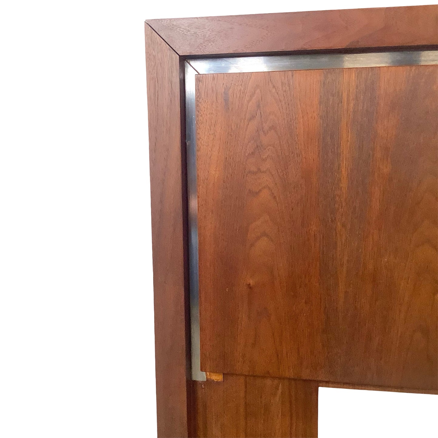 Mid-Century Modern Dillingham Walnut Headboard with Polished Chrome Accent Inlay