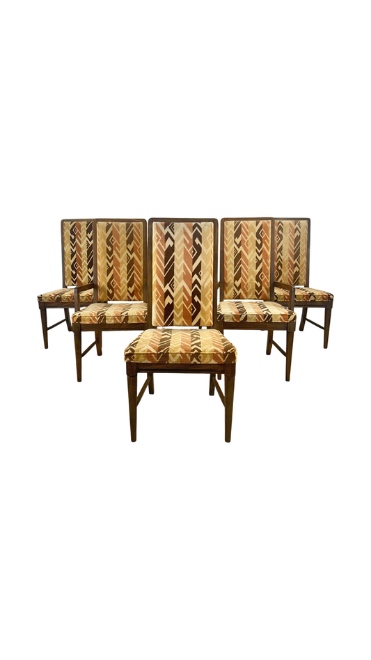 Vintage Modern High Back Dining Chairs- Set of Six