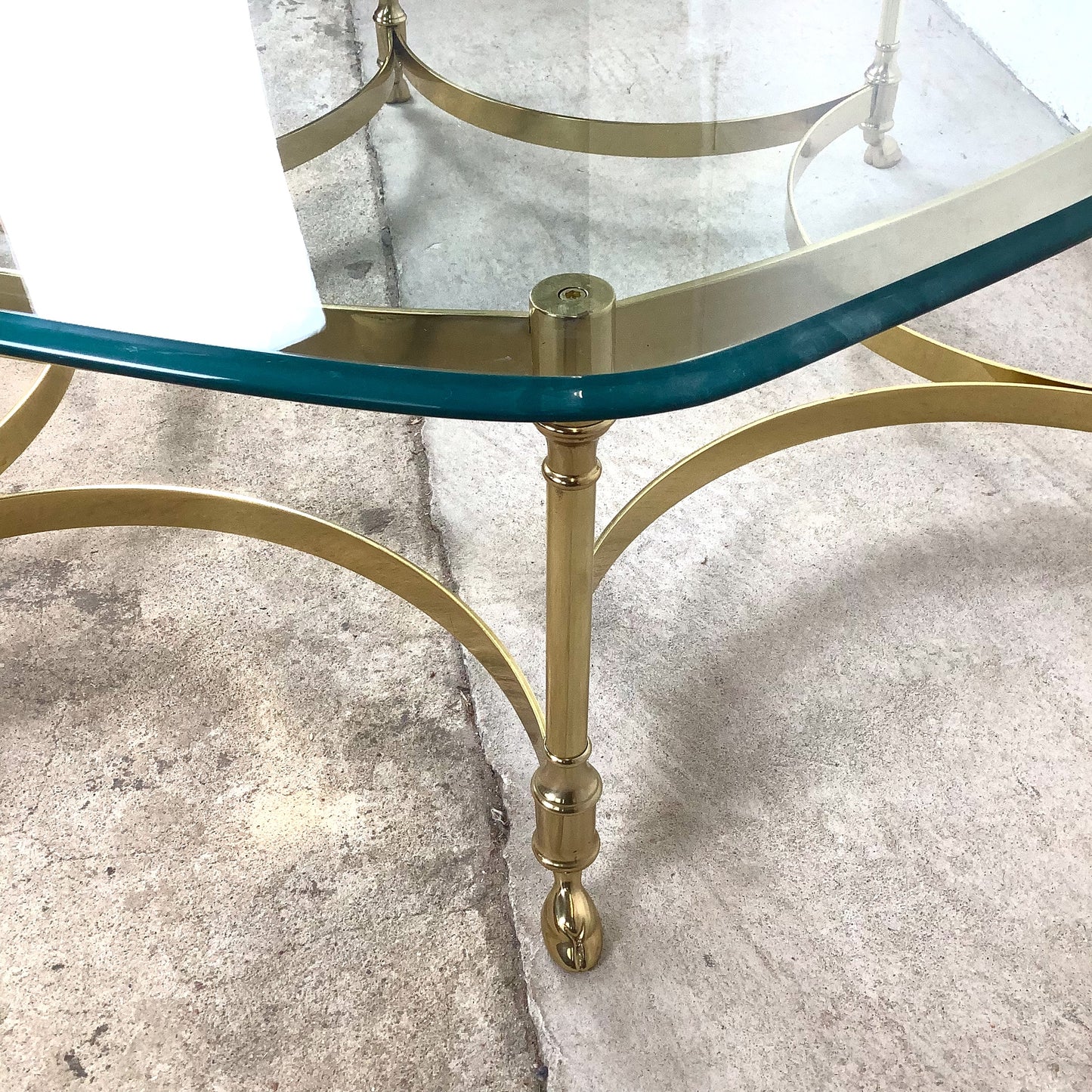 Sculptural Hollywood Regency Brass &amp; Glass Coffee Table