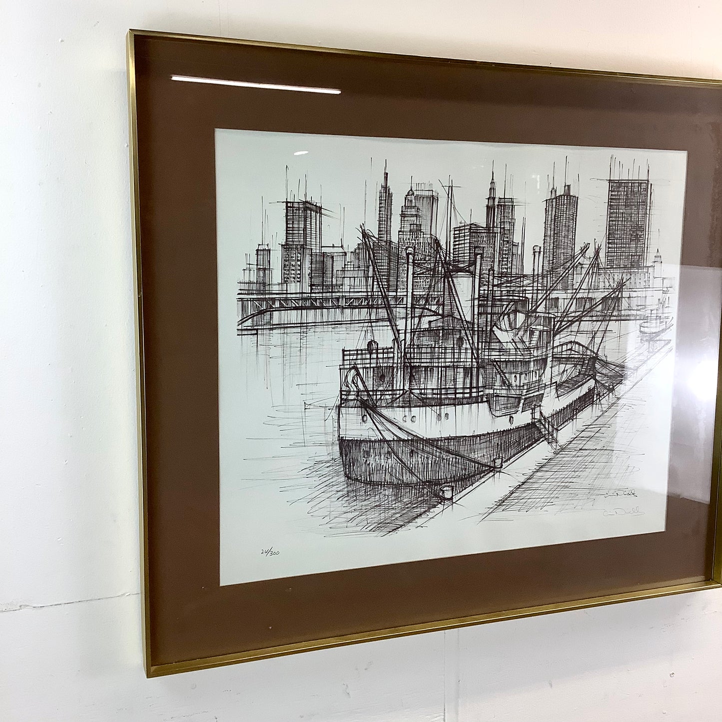 1960's Cityscape Lithograph signed Nivelle
