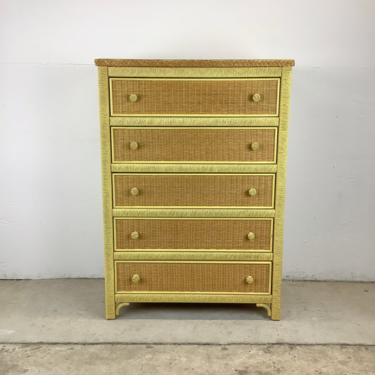 Vintage Wicker Highboy Dresser by Henry Link