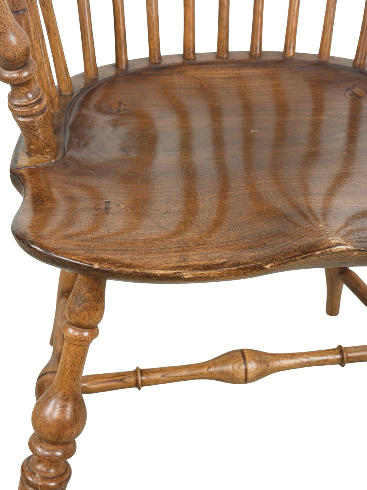 Antique Continuous-Arm Windsor Spindle-Back Wooden Chair