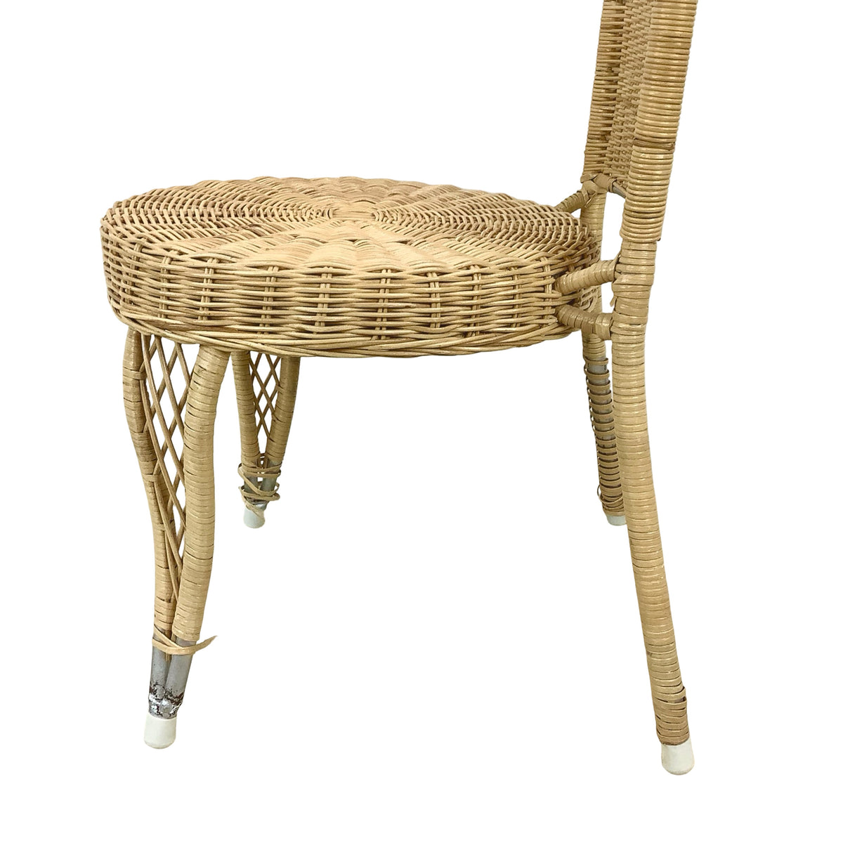 Vintage Woven Wicker & Rattan Side Chair with Cushion