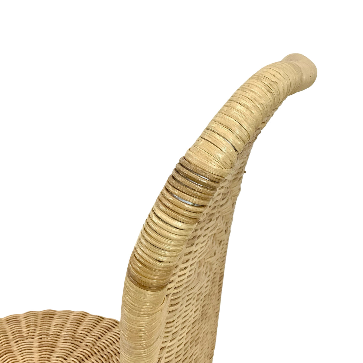 Vintage Woven Wicker & Rattan Side Chair with Cushion