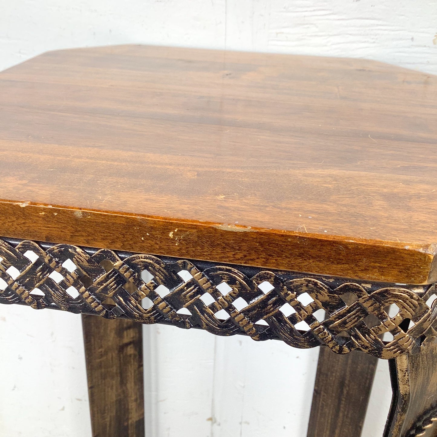 Boho Pedestal Table with Open Metal Structure