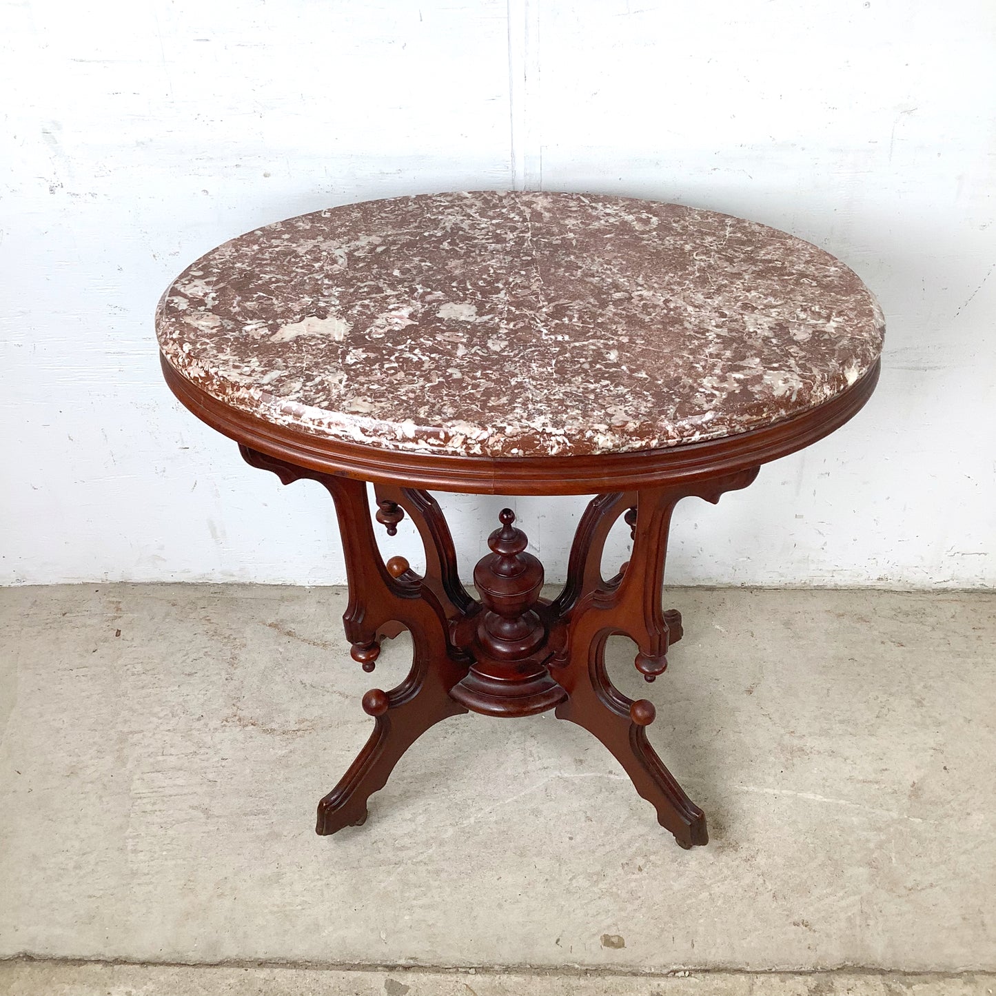 Victorian Revival Marble Top Center Table