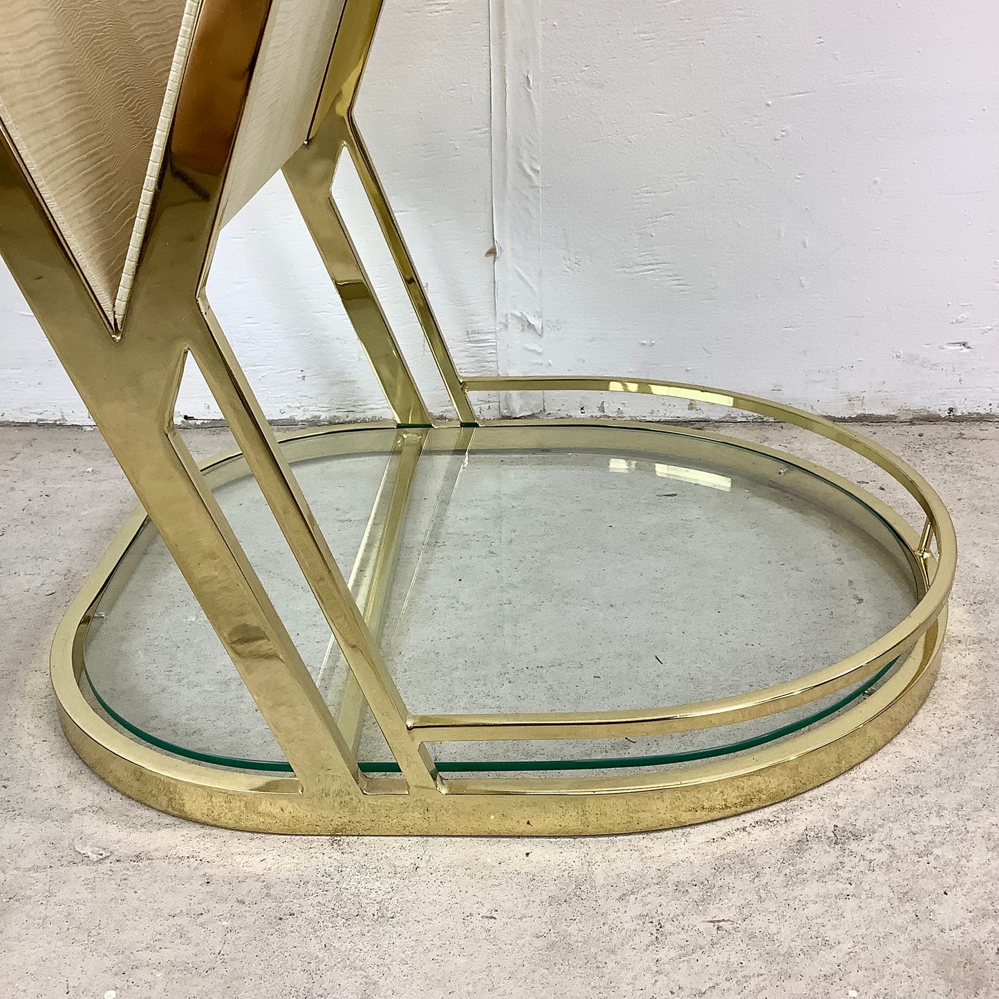 Vintage Hollywood Regency Brass & Glass Magazine Rack Side Table