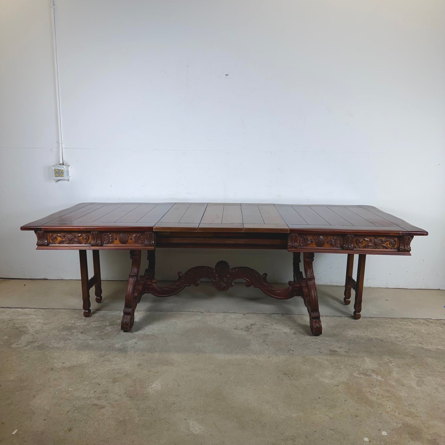 Spanish Revival Carved Extension Dining Table by Berkey & Gay