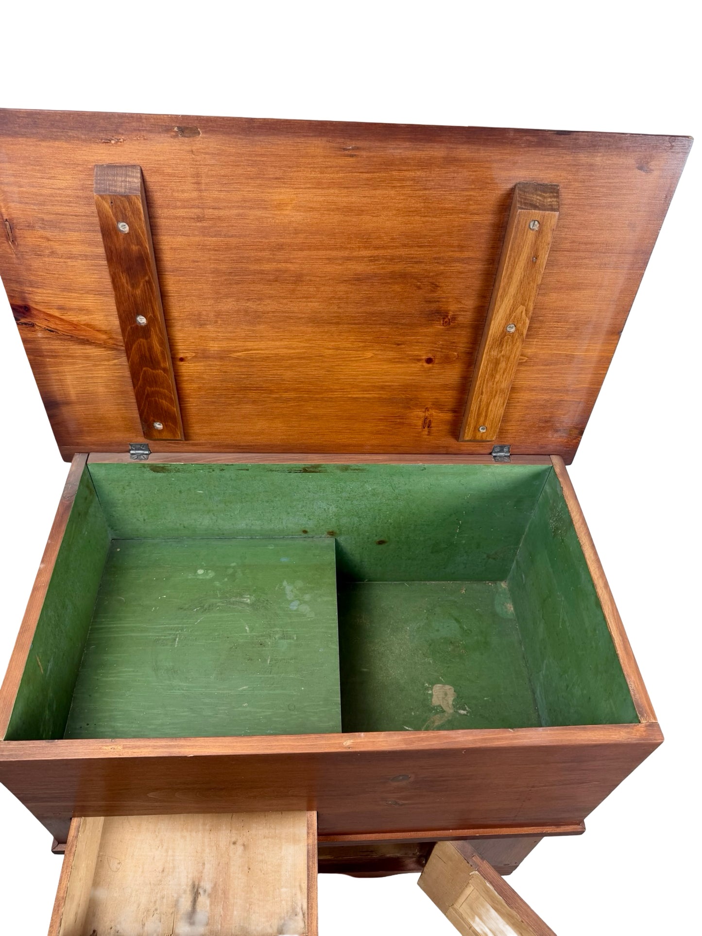 Rustic Pine Dry Sink Storage Cabinet with Lift Top, Drawer & Cupboard