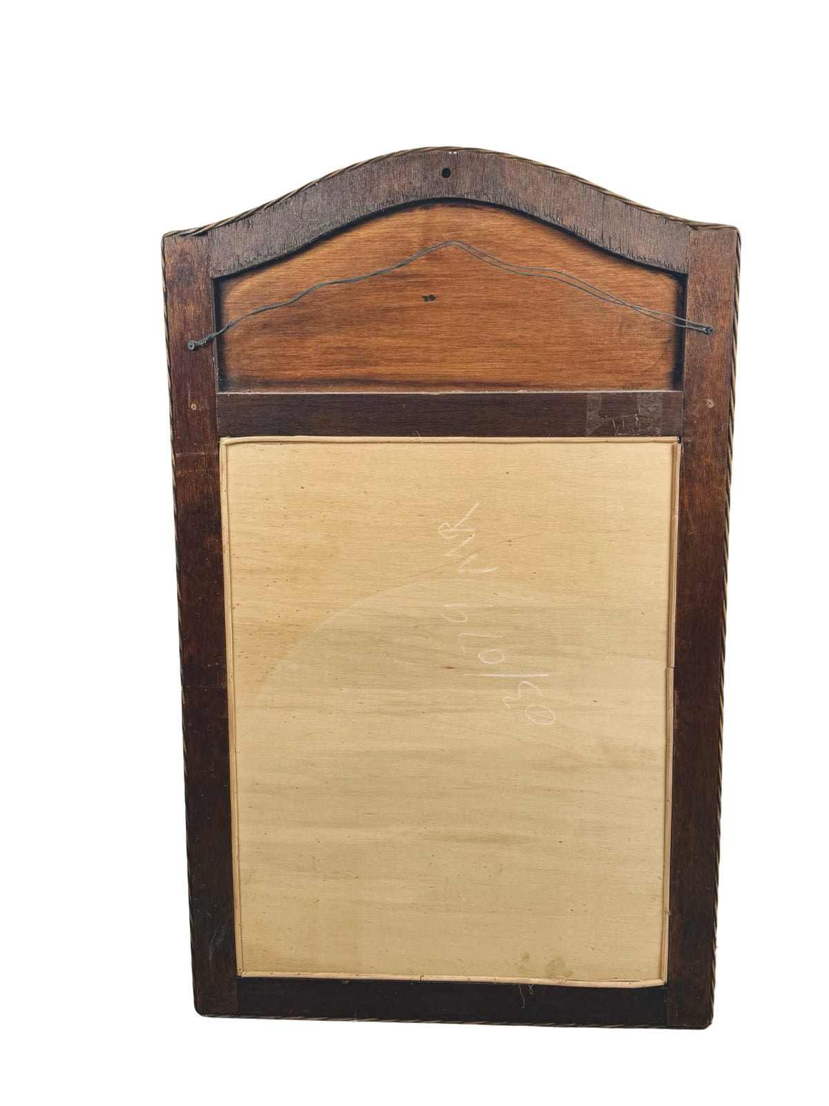 Vintage Arched Wicker Wall Mirror with Basket-Weave Panel and Braided Frame