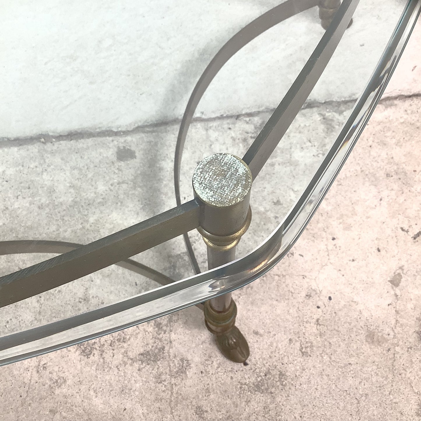Vintage Brass Hexagonal Glass Coffee Table in the Style of La Barge