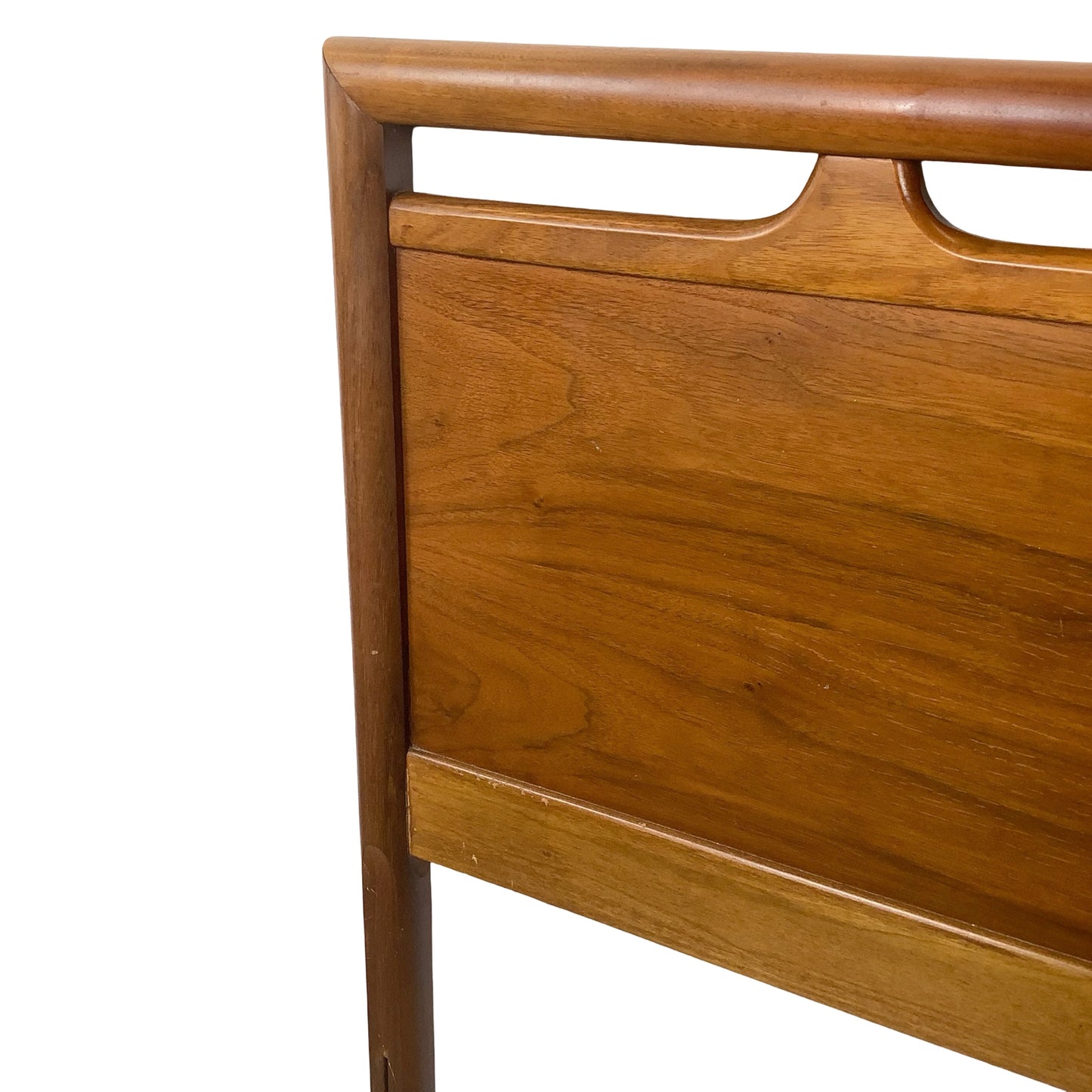 Mid-Century Modern Walnut Headboard | Vintage Full Size | Sculptural Cutout Detail